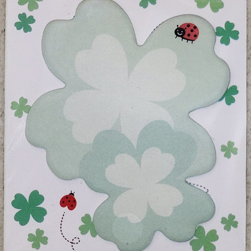 Kawaii four leaf clover & red ladybug sticky note Stationery set